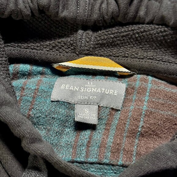 L.L. Bean Men's Signature Heritage Flannel Hooded Shirt Jacket - Green/Brown - Picture 7 of 7